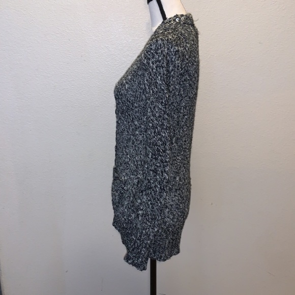 Mudd heathered grey sequined v-neck button down sweater - Picture 7 of 10